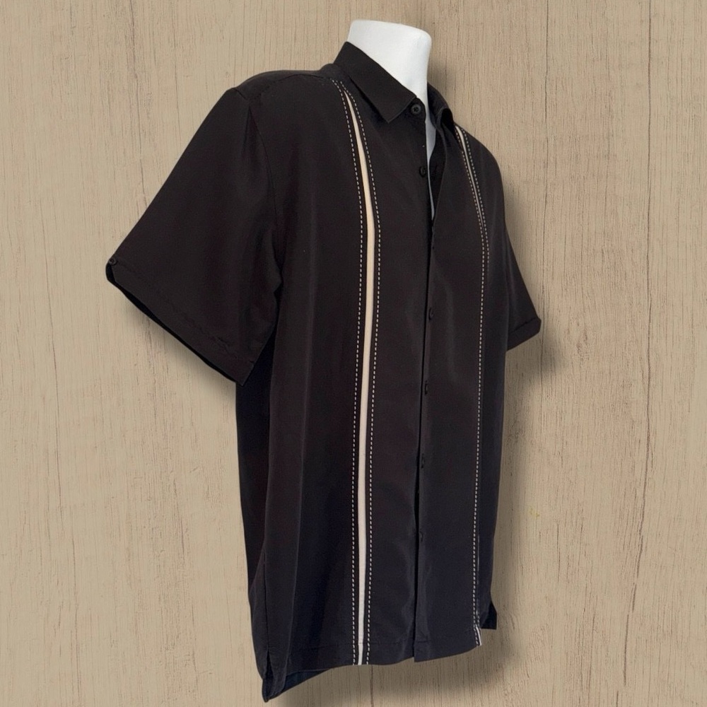 Cubavera Men’s Black Short Sleeve Button-Up Shirt Size M –Casual Guayabera Style - Picture 3 of 9